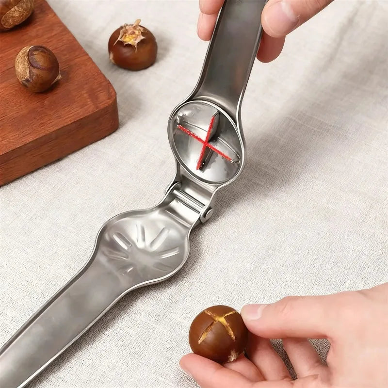 2-in-1 Stainless Steel Chestnut Opener & Nut Cracker Tool Nut Cracker Tool Zpaxo