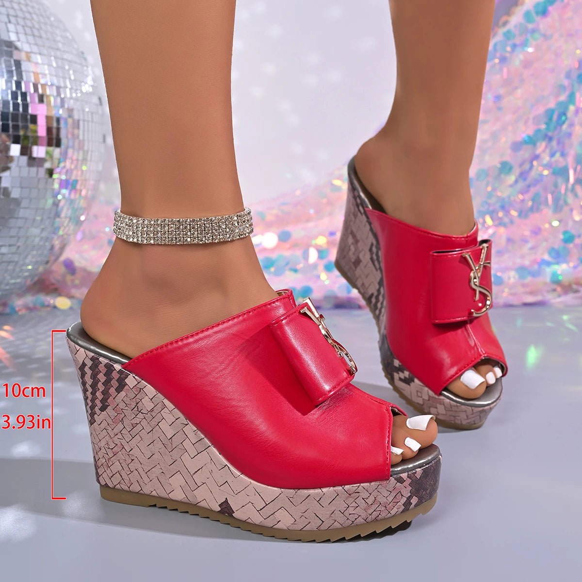 Women High Heels Sandals Summer Luxury Wedge Shoes Women Designer Platform Sandals Trend Comfortable Slippers Zapatos De Mujer Zpaxo Red 35