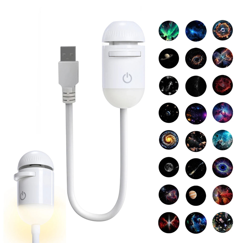 Usb Mini Galaxy Star Projector 24 Sliding Projection Films Starry