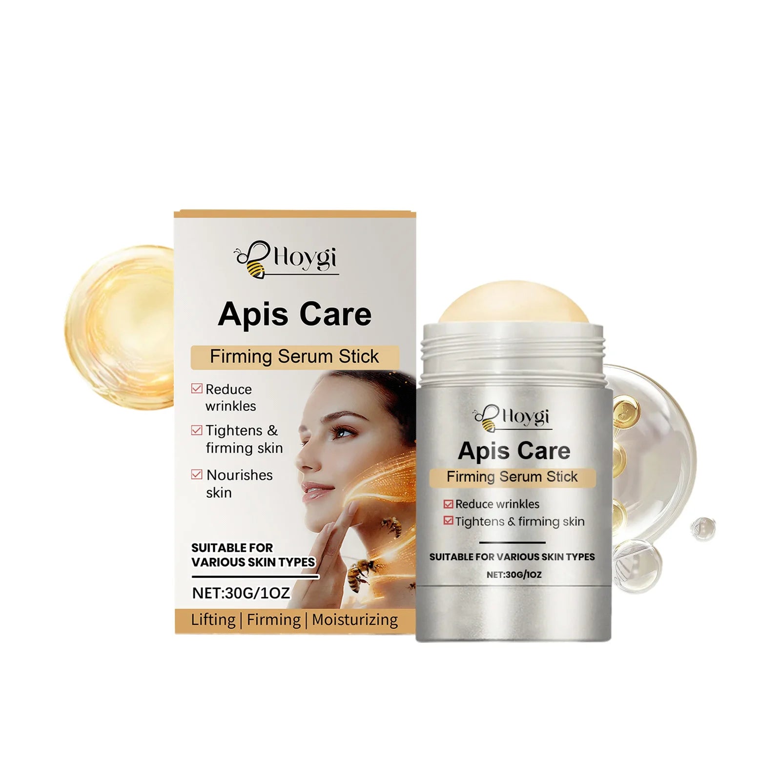 Bee Venom Anti-Wrinkle Essence Stick - Firming, Soothing, Brightening, Deep Moisturizing & Nourishing, Portable Daily Skincare Zpaxo 30g boxed
