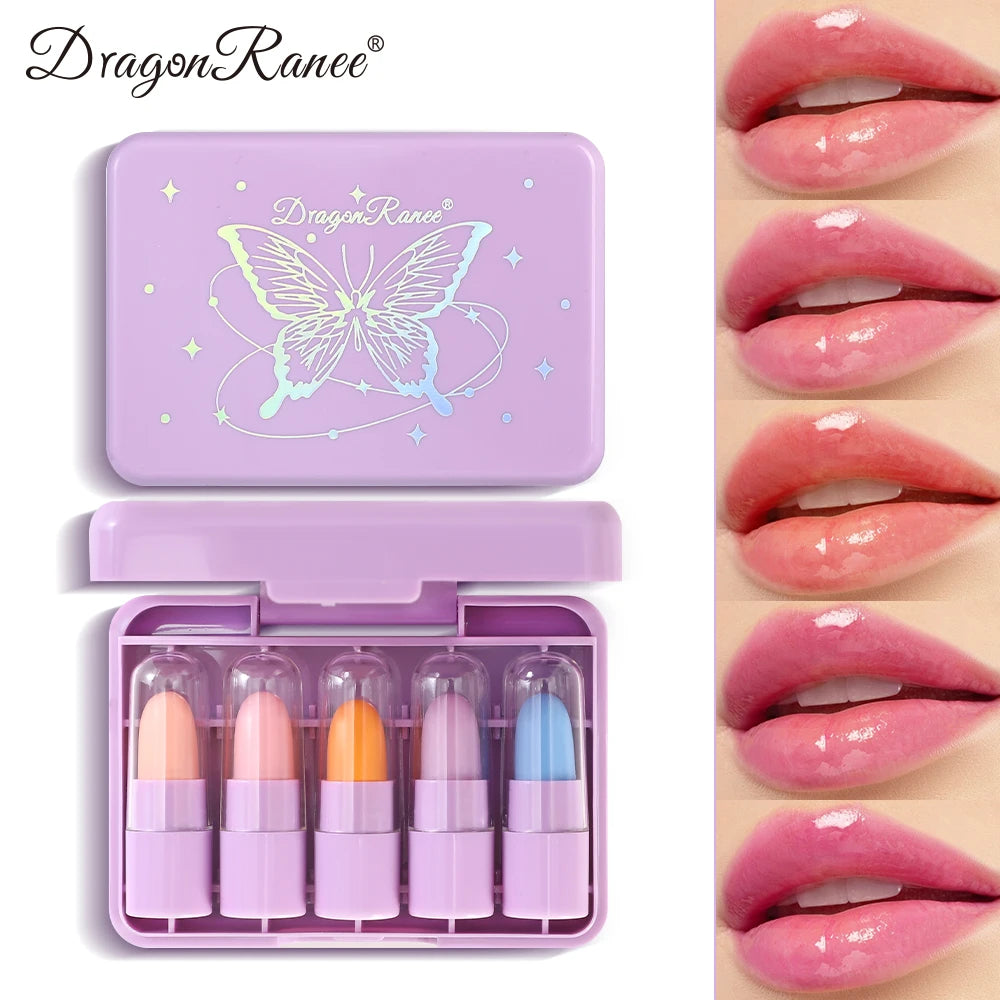 A Set of 5 Mini Lipstick Lip Gloss Cute Portable Moisturizing Color Changing Moisturizing Lip Balm Autumn and Winter Zpaxo Dr131