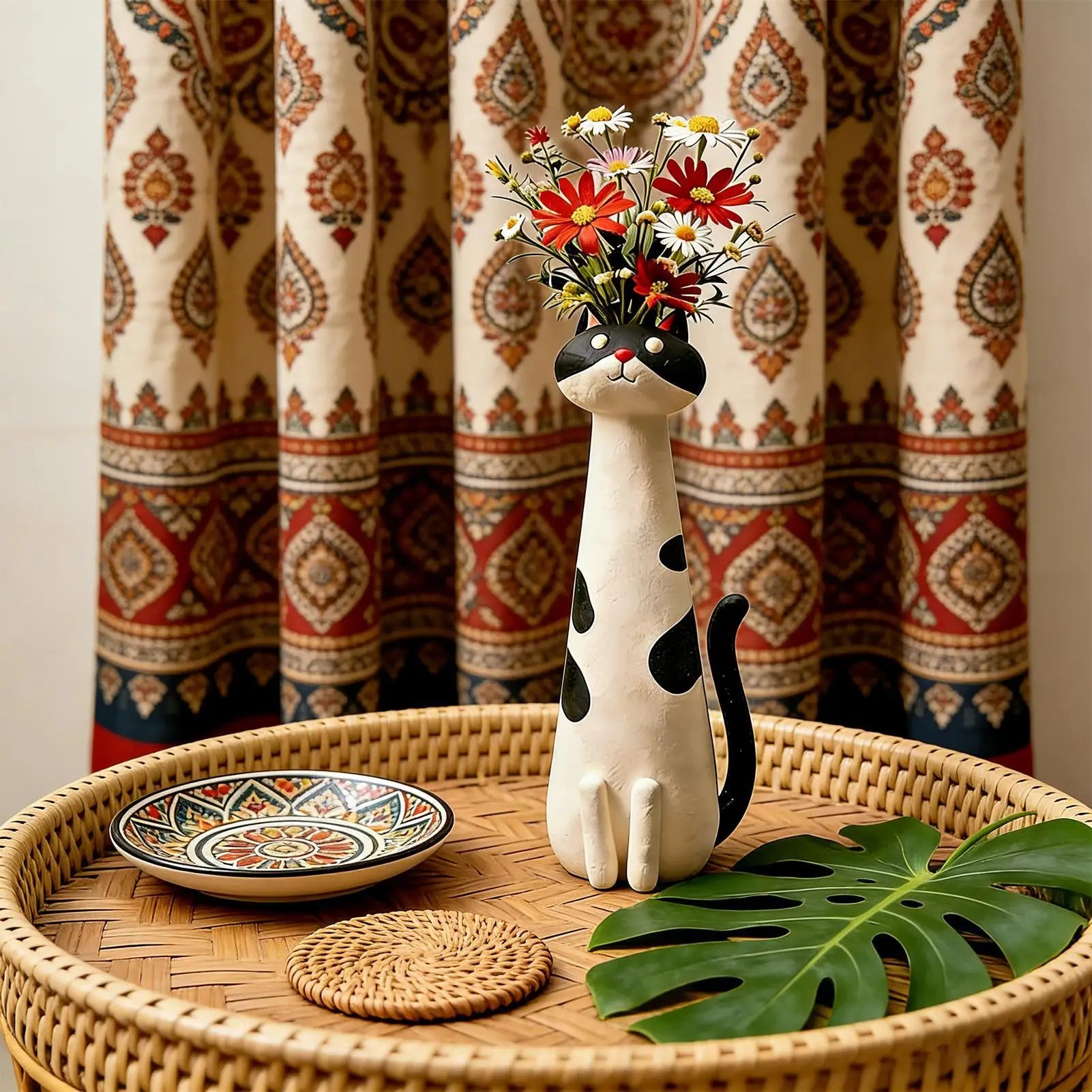 Cat Flower Vase Resin Funny Shape Container Vases Flowers Bouquet