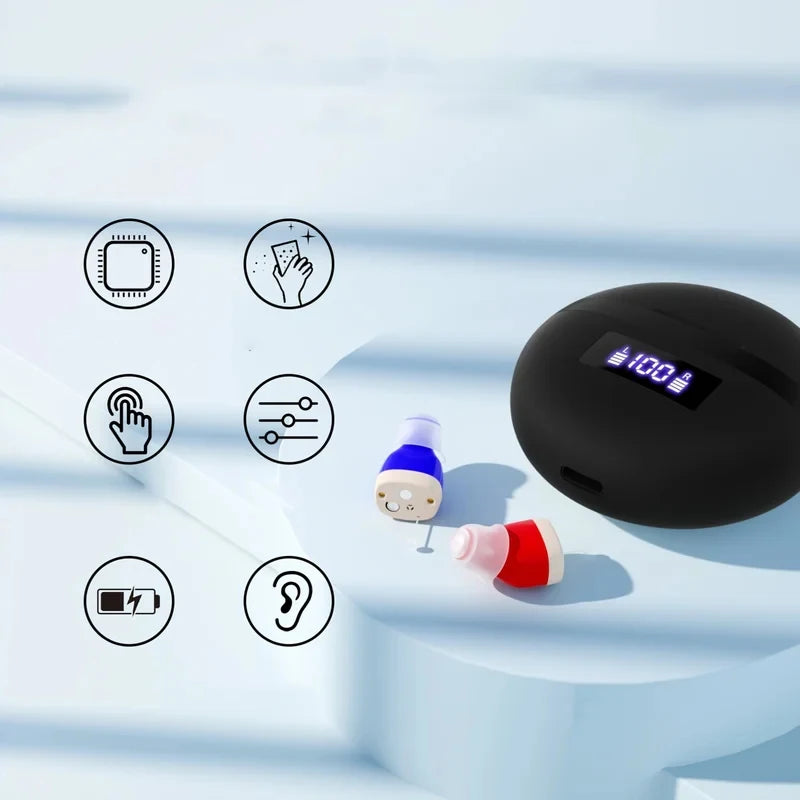 Rechargeable Hearing Amplifiers Earbuds Intelligent Noise Reduction