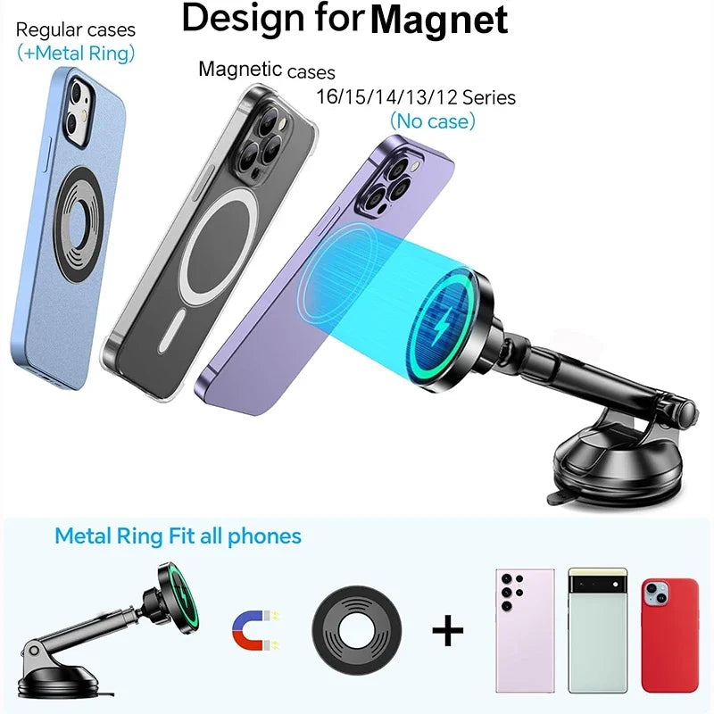 UYUXIO Magnetic Wireless Car Phone Charger Adapter 15W Fast Charging