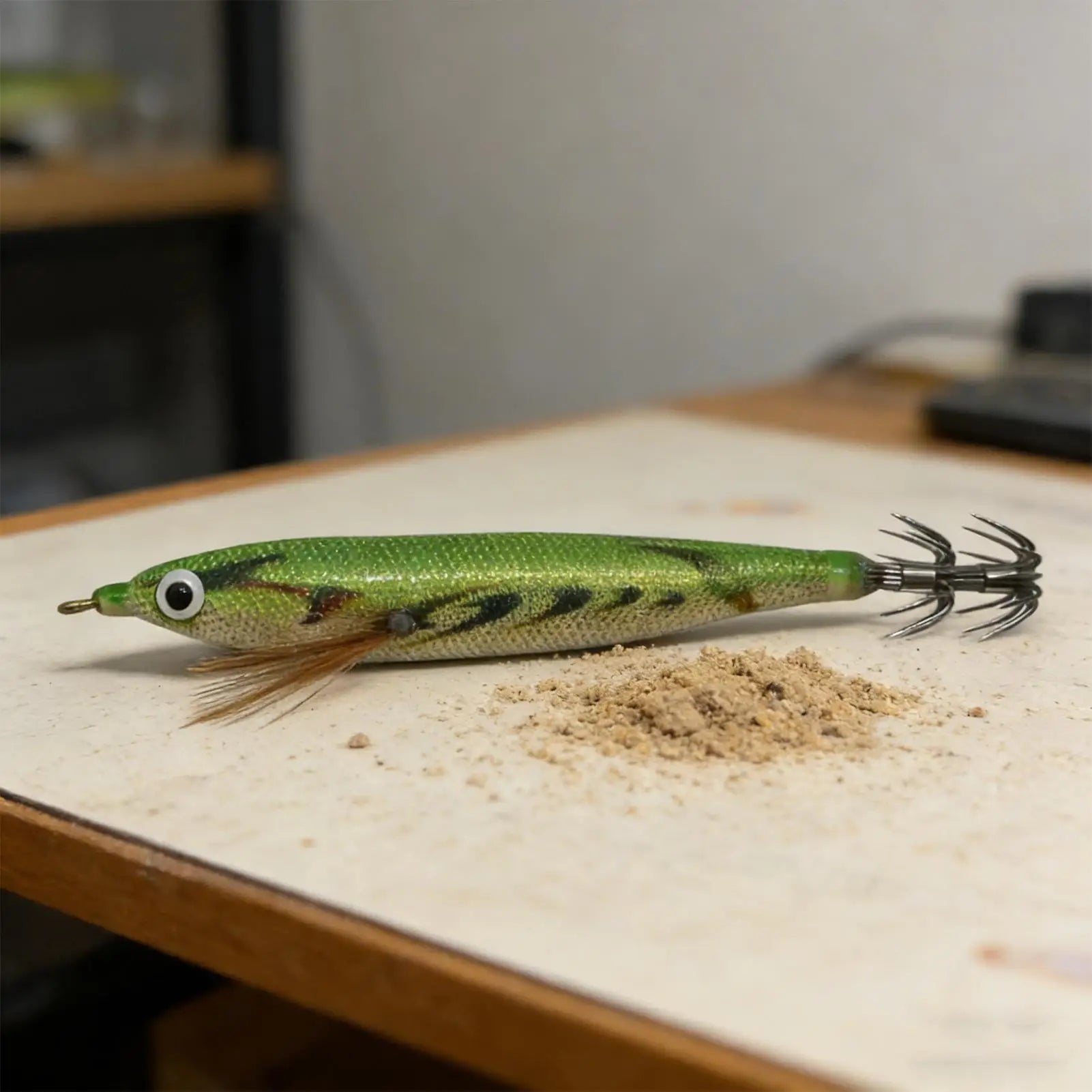 Horizontal Squid Jig Egi Set 12.5cm Glow In Dark Wood Shrimp UV Squid Lure Sea Cuttlefish Octopus Saltwater Tackle Zpaxo