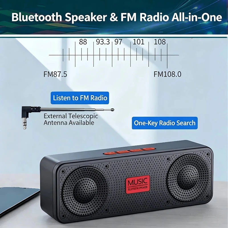 2026 NEW Portable Bluetooth Speaker Wireless High Fidelity Surround Sound Box TF Card FM Radio Outdoor Camping Party Loudspeaker Zpaxo