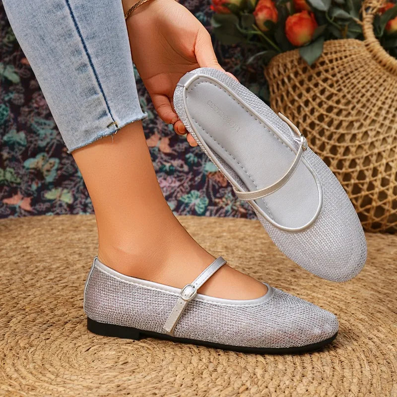 Spring Autumn Breathable Comfortable Solid Lightweight One-word Zpaxo Silver 38
