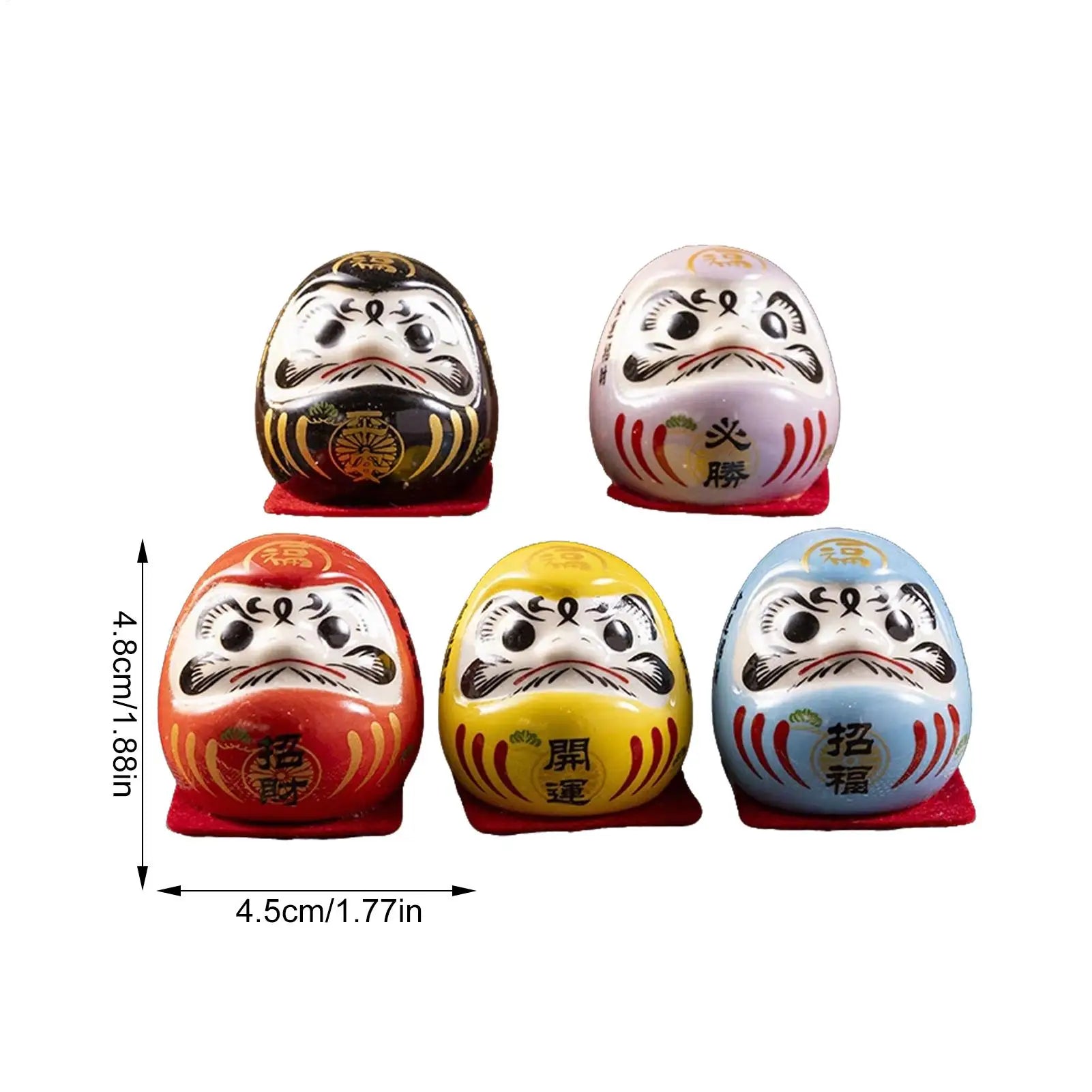 Daruma Doll 5x Small Japanese Daruma Statue Kit Luck Daruma Figurine Traditional Feng Shui Decor 1.89 Inches Zen Statue Zpaxo