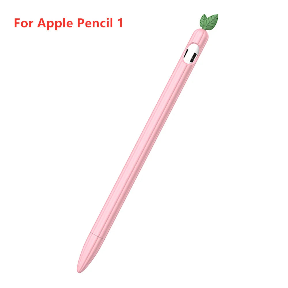Cute Vegetable Silicone Case For Apple Pencil 1st 2nd generation Protective Sleeve Skin Cover Pen Case For iPad Pencil 2 1 Fudan Zpaxo Pencil 1st Pink