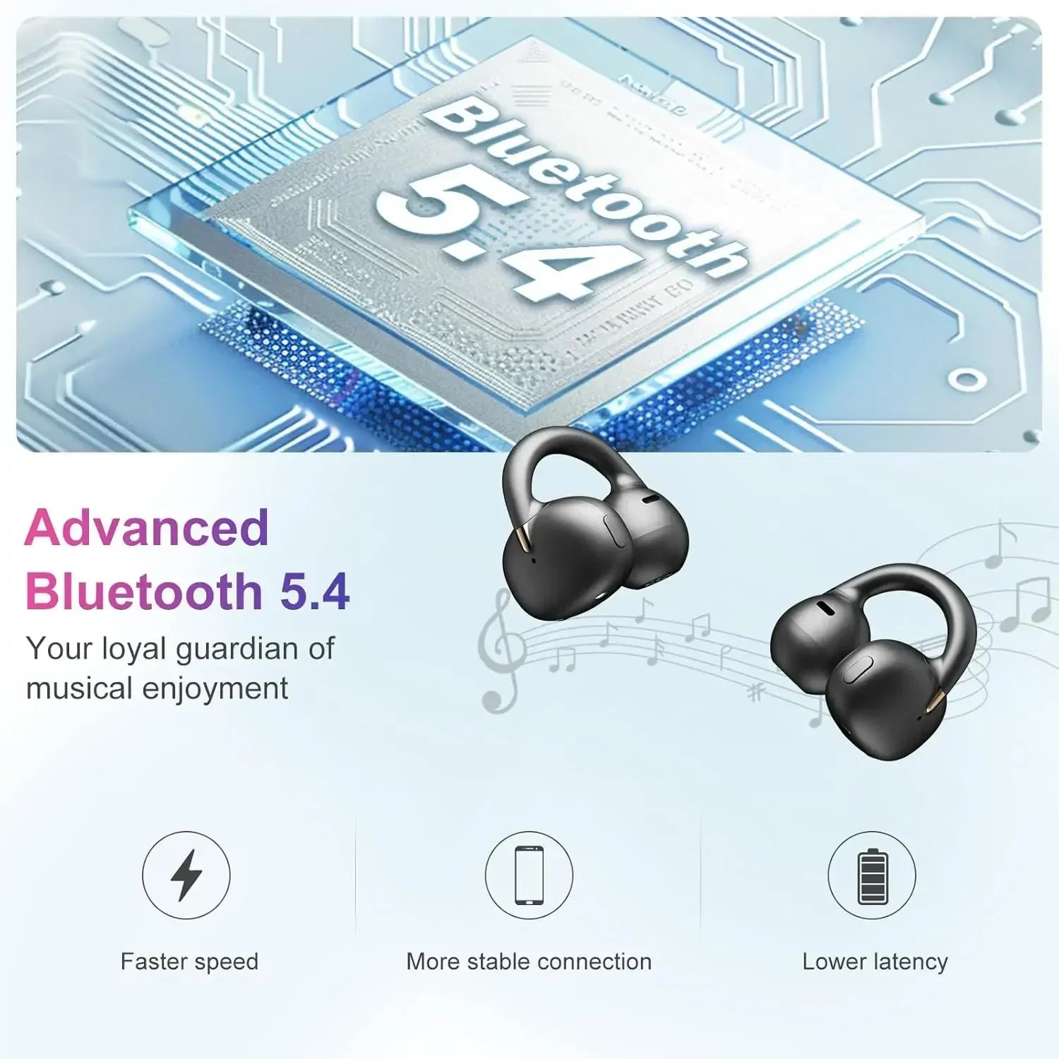 Open Ear Earbuds Clip Sport Bluetooth Headphones 5 4 Earphones Clear