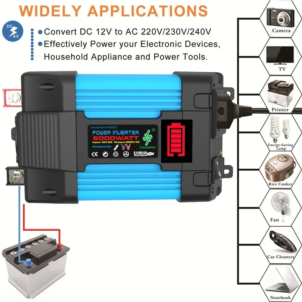 6000W 4000W Heavy-duty Power Inverter Professional 12V DC 110V 220V Zpaxo