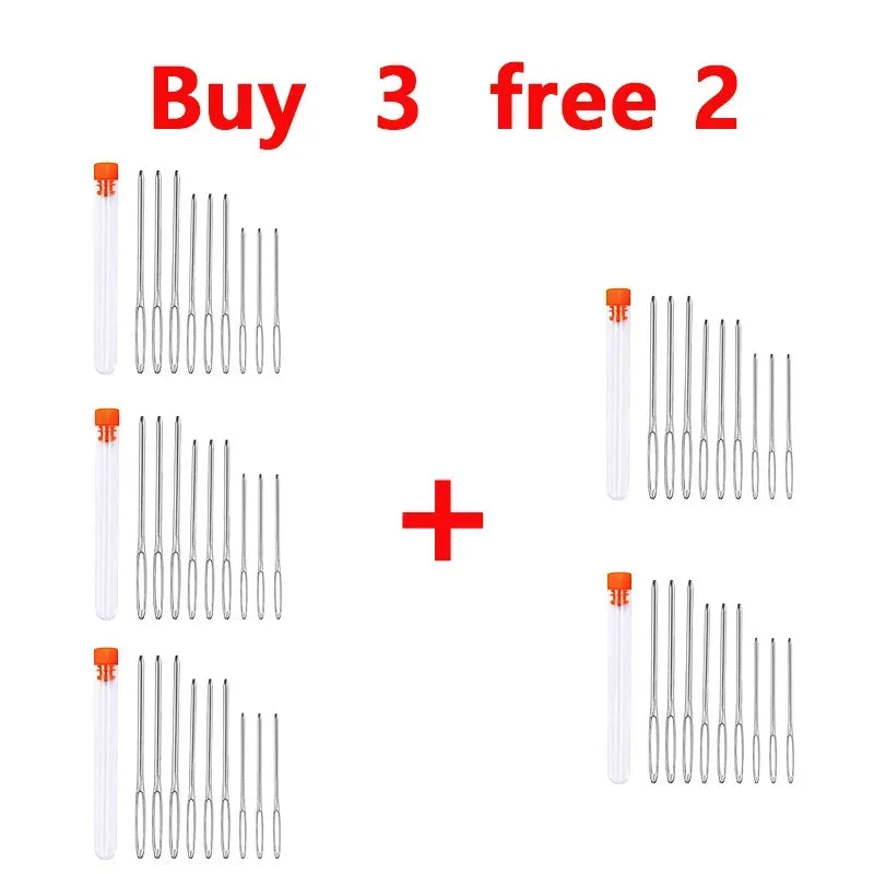 Large Eye Blunt Sewing Needles Cross Stitch Knitting Needle Handmade Leather Embroidery Thread Needle Sewing Tools Accessories Zpaxo 5 set