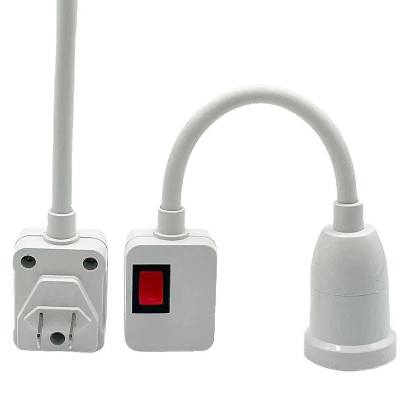 Stainless Steel E27 Lamp Base Adjustable Flexible Bend Switch EU US Zpaxo US plug 25cm