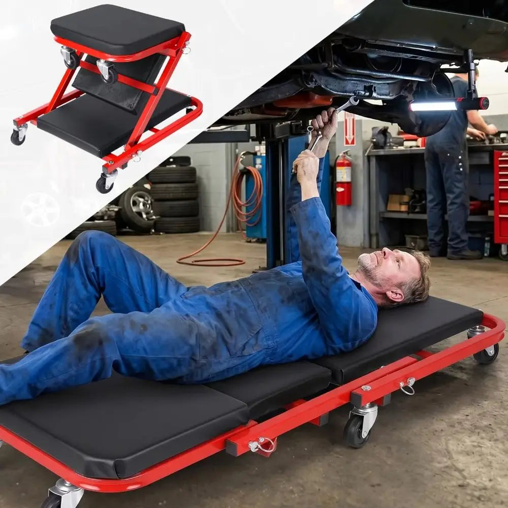 3-in-1 Car Repair Chair Soft Cushion 360 Universal Runner Workshop Zpaxo