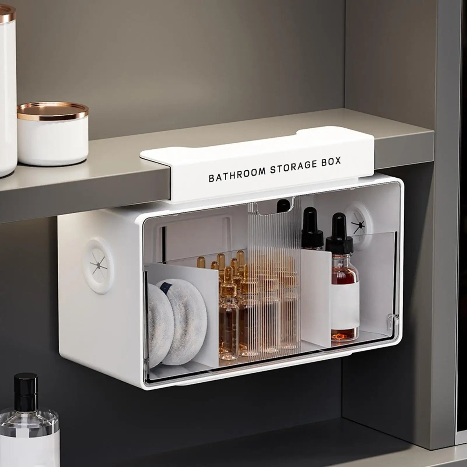 Bathroom Vanity Organizer Clear No-drill Removable Box Small