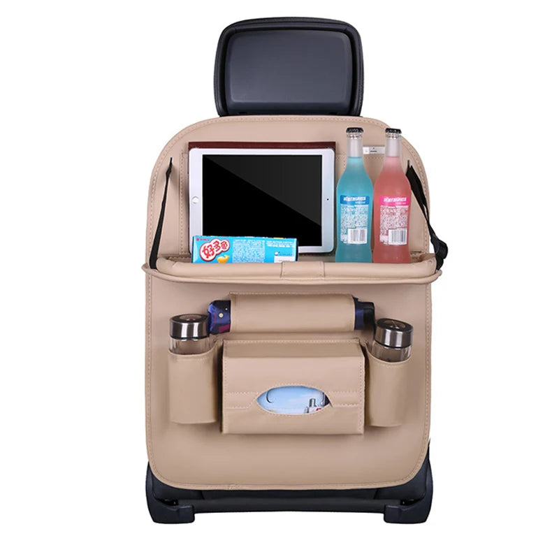 Car Seat Back Organizer Bag Foldable Table Tray Travel Storage Zpaxo China Mainland Type1 beige