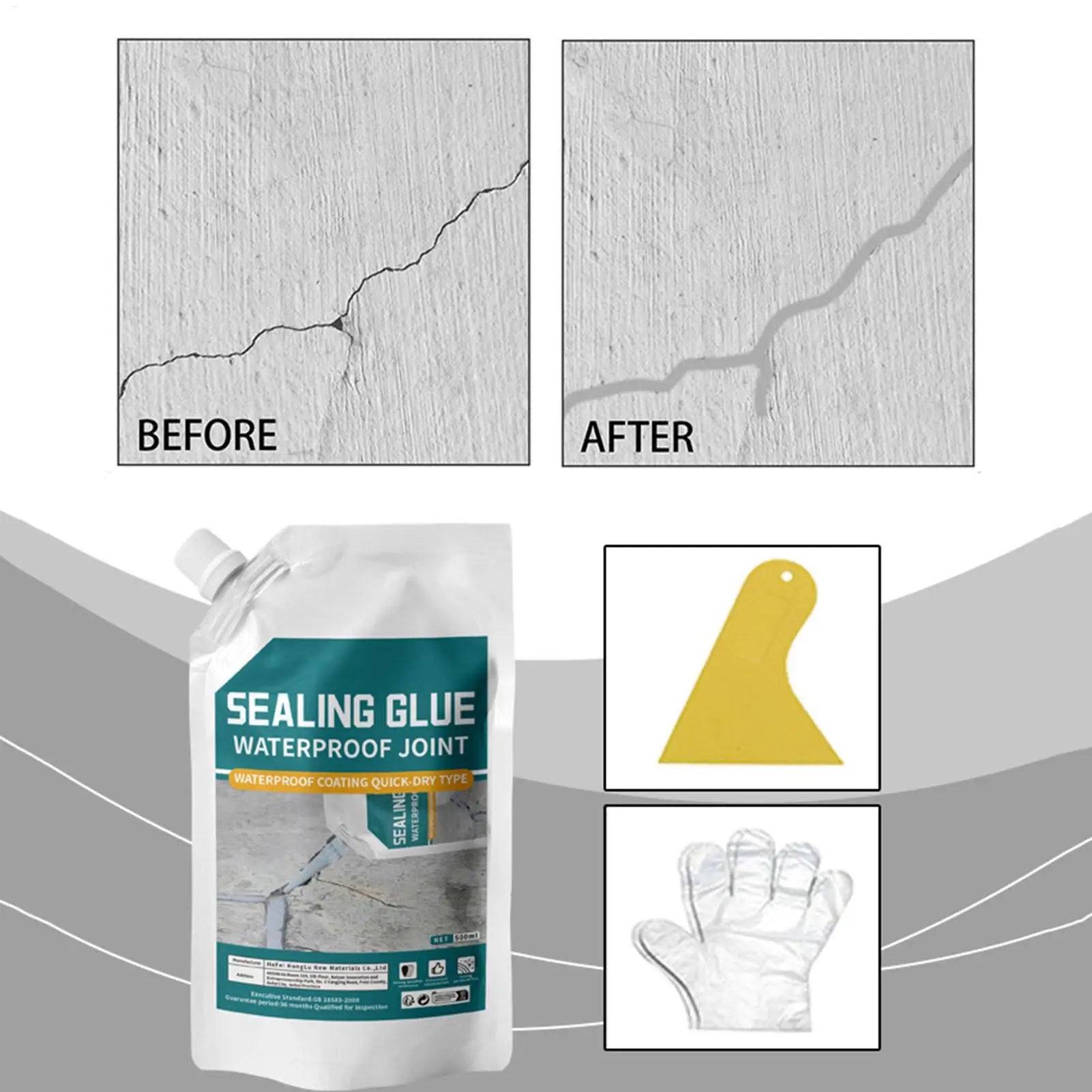 Concrete Sealant 500ml Cement Crack Filler Strong Adhesive Caulking Glue Leak Preventer Weather Resistant for Corners Roofs Zpaxo