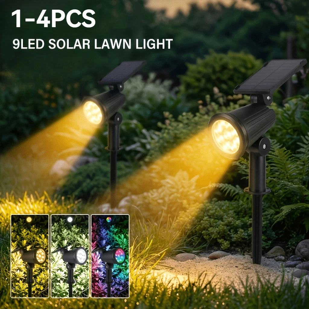 Solar 9-LED In-Ground Spotlight IP65 Waterproof Landscape Light