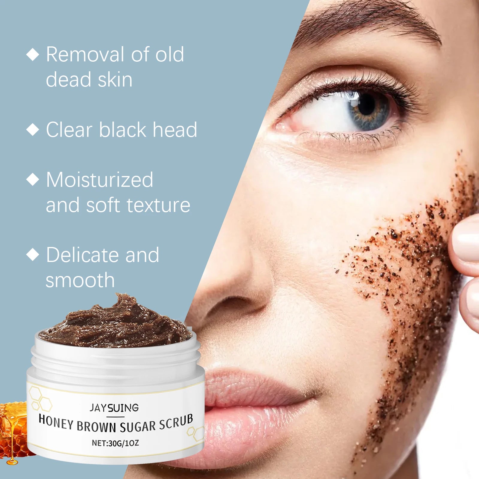 Jaysuing Honey Brown Sugar Face Scrub – Exfoliate & Shrink Pores Facial Exfoliating Scrub Zpaxo