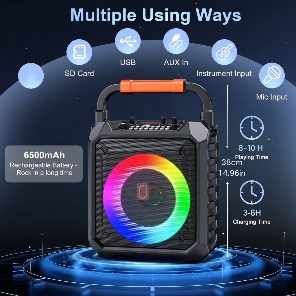 Fanfun T17 Karaoke Machine Comes 2 Wireless Microphones Portable