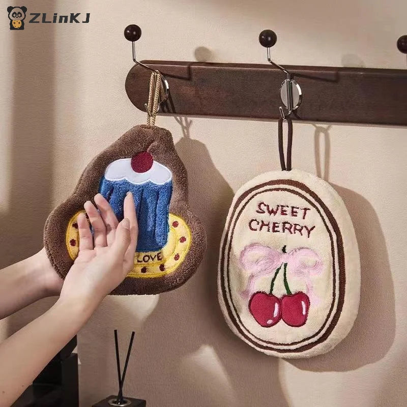 ▶1PCS Cute Cheese Bread Cake Shape Super Water-absorbing Soft Hand Towel For Bathroom Kitchen Washing Hands Cloth Zpaxo