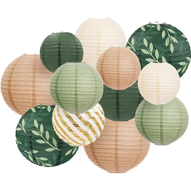 Sage Green Paper Lanterns Rustic Wedding Decorations Background Retro