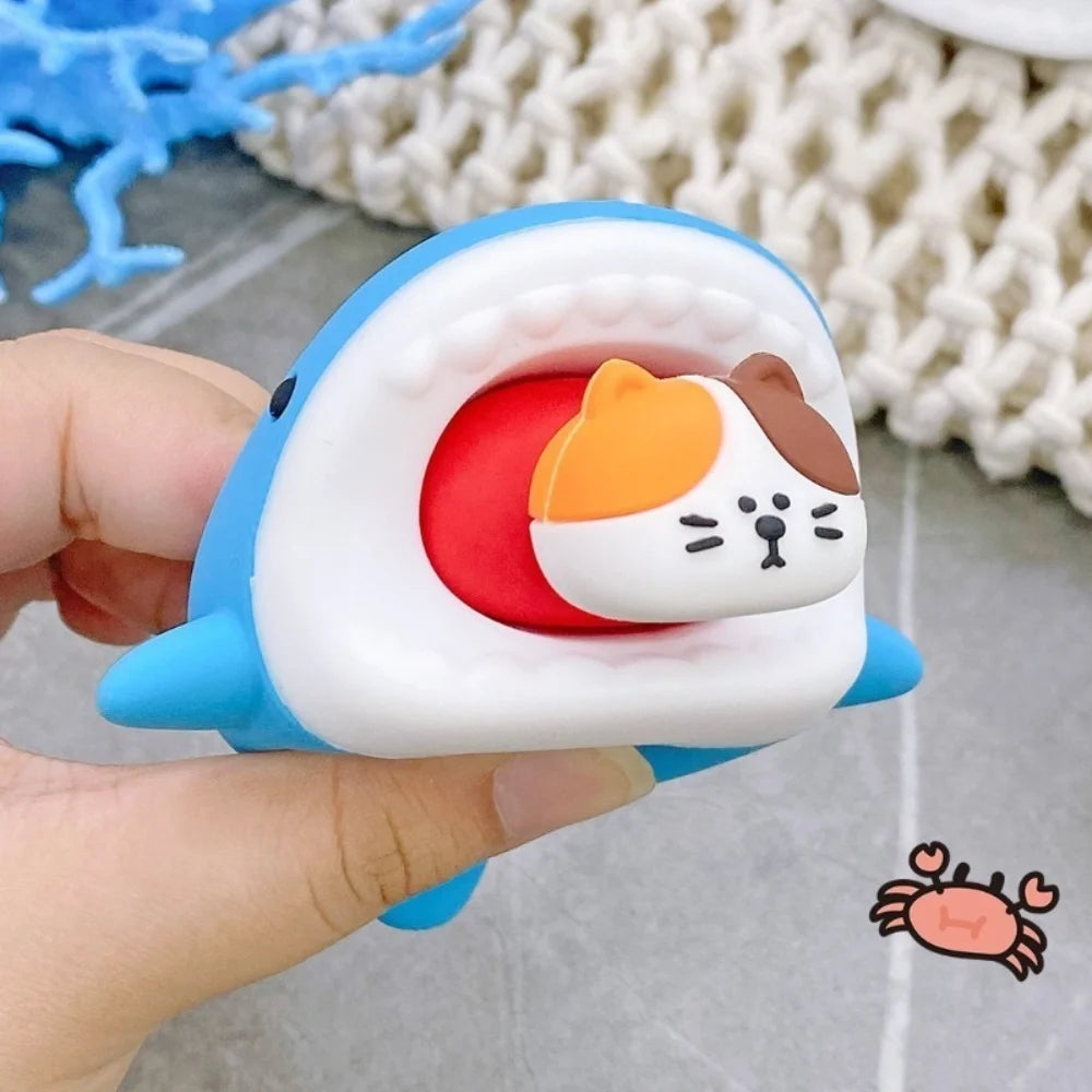 Cat Aquarium Shark Squeeze Keyring Creative Cute Silicone Penguin Pendant Funny Soft Polar Bear Keychain Hanging Accessory Zpaxo Cat