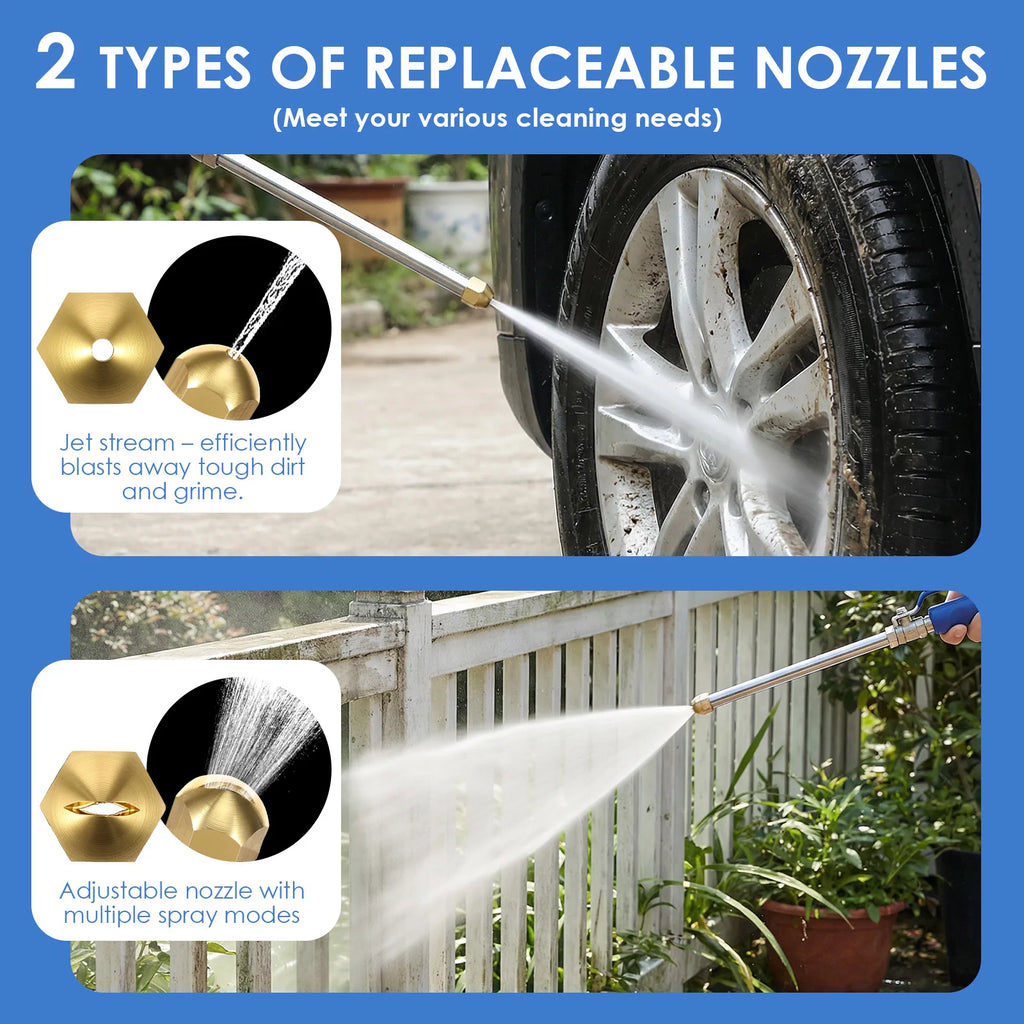 Jet Nozzle High Pressure Hose Nozzle with Extension Wand for Garden Hose Power Washer Wand 2 Replaceable Nozzle Quick Connectors Zpaxo