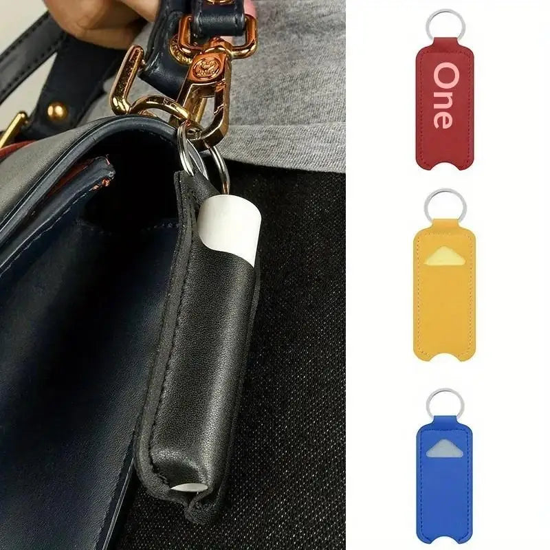 Pu Leather Chapstick Pouch Keys Ring Lipstick Lip Gloss Bag Keychain Zpaxo