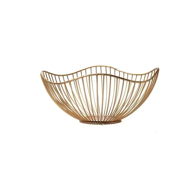 Fruit Durable Metal Wire Bowl Nordic Style Iron Home Snac Bread Dining Table Indoor Cosmetic Storage Basket Zpaxo Gold B
