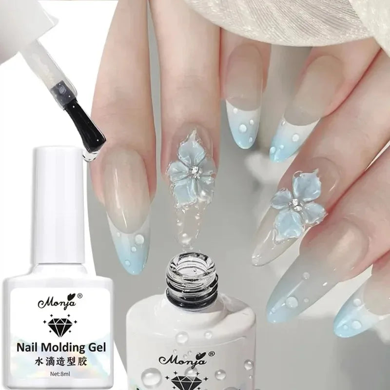 3D Water Drop Nail Gel Crystal Semi-Solid No-Wipe Rain Drop Effect Sculpting Gel Polish High Transparent Nail Art Molding Polish Zpaxo 1Pcs