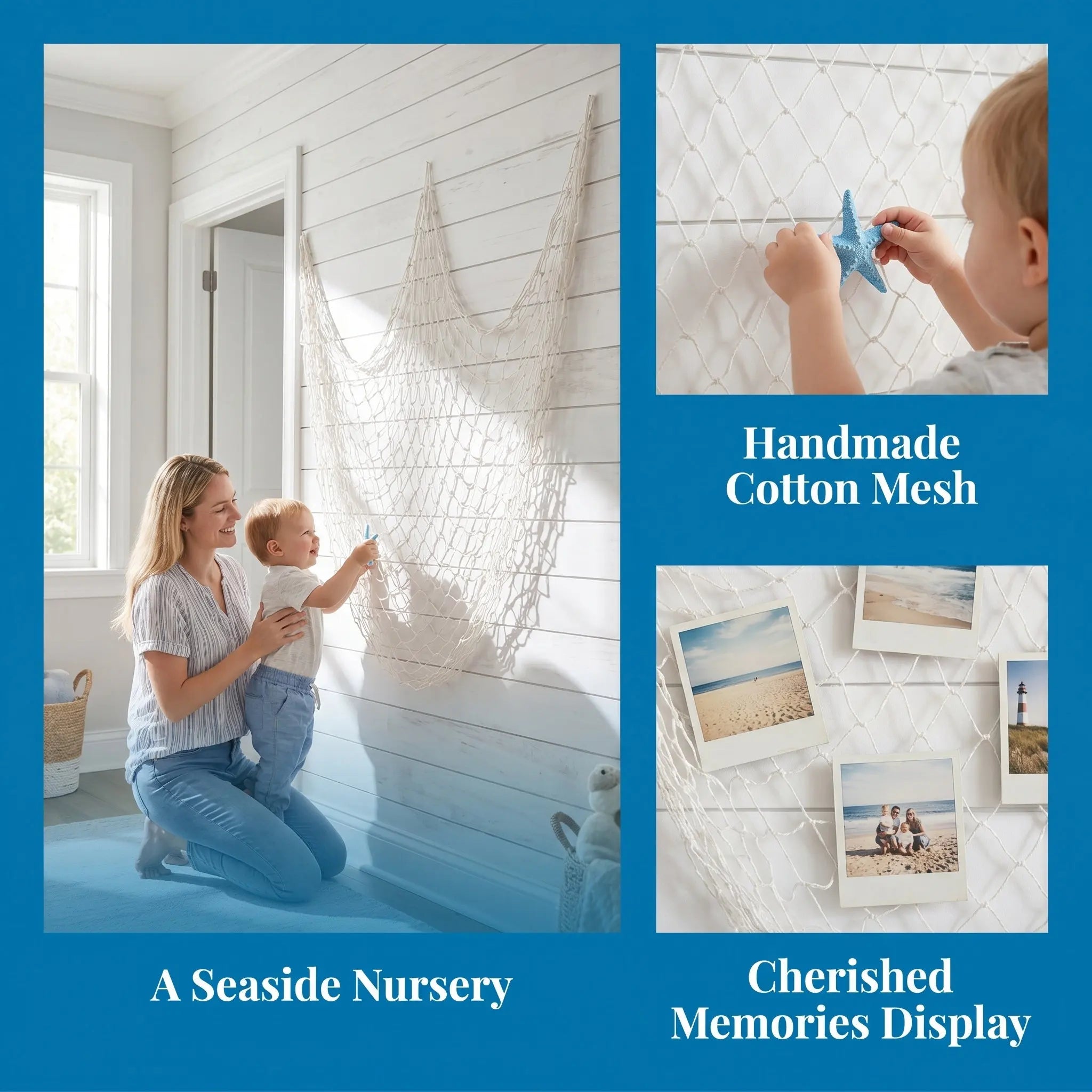 White Fishing Net Nautical Seaside Decor Beach Party Home Wall