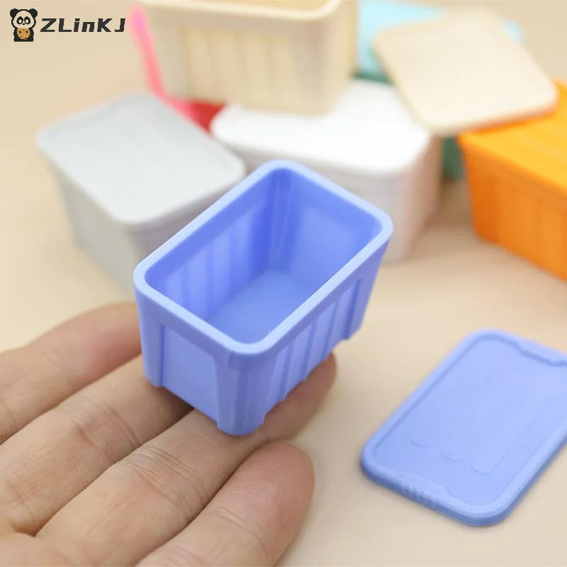 ▶1Pcs 1:12 Dollhouse Mini Color Storage Box With Lid Model Home Decoration Dolls House Micro Scene Ornaments Decor Props Zpaxo