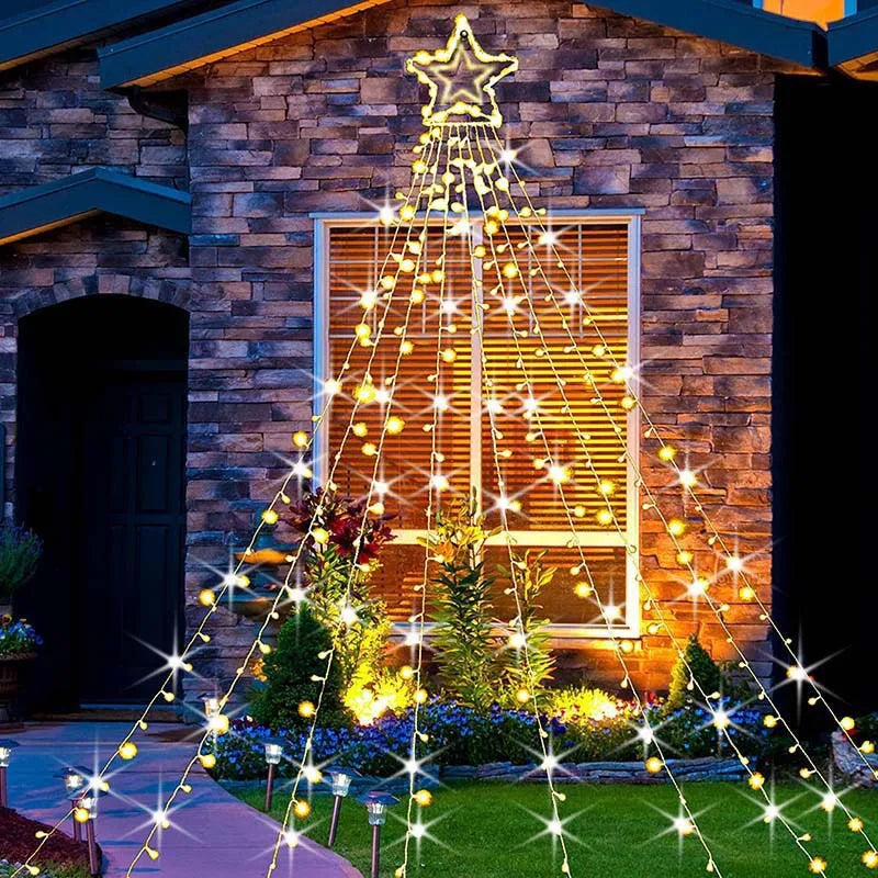 Christmas Decorations 2025 Waterproof Solar Lights LED 8 Modes Tree Light Gift Patio Lights Garden Decor Wedding Yard Porch Zpaxo