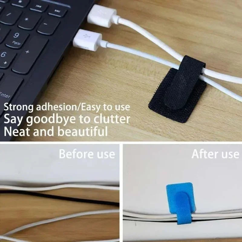 Wire Organizer Reusable Cable Ties Fastening Cord Rope Holder Desk Management Self Adhesive Adjustable Cord Organizer Straps Zpaxo