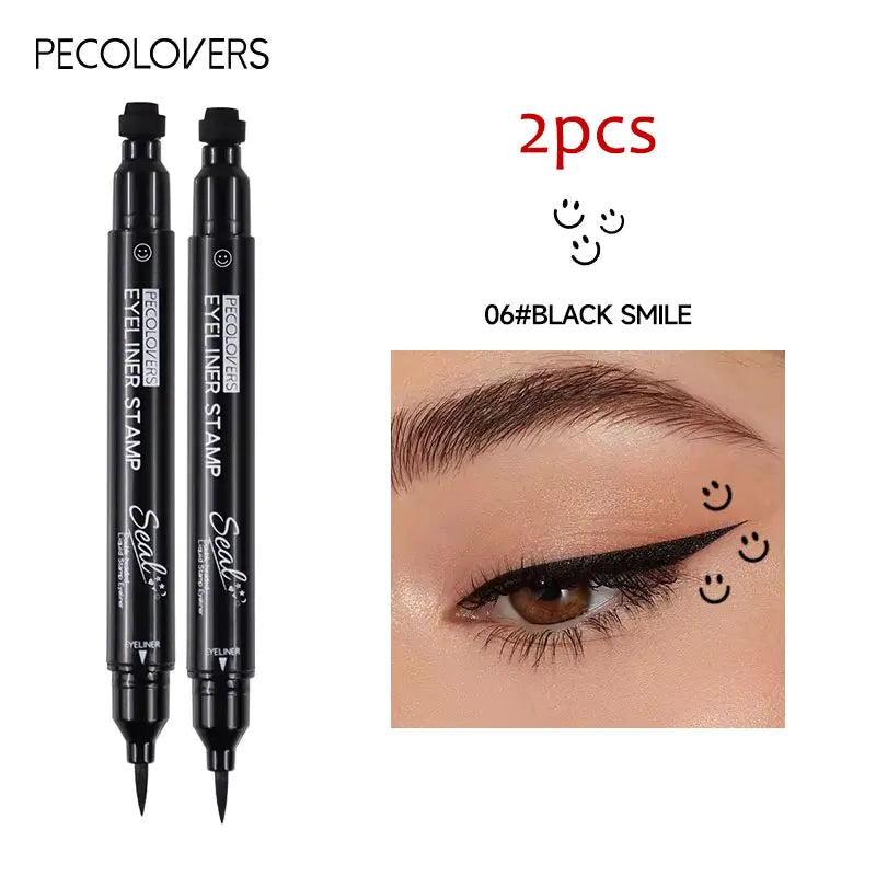 Star Liquid Eyeliner Black Moon Stamp Eye Liner Pencil 2 in 1 Waterproof Long-lasting Easy Applying Eye Eyeliner Pen Makeup Zpaxo 06-2pcs