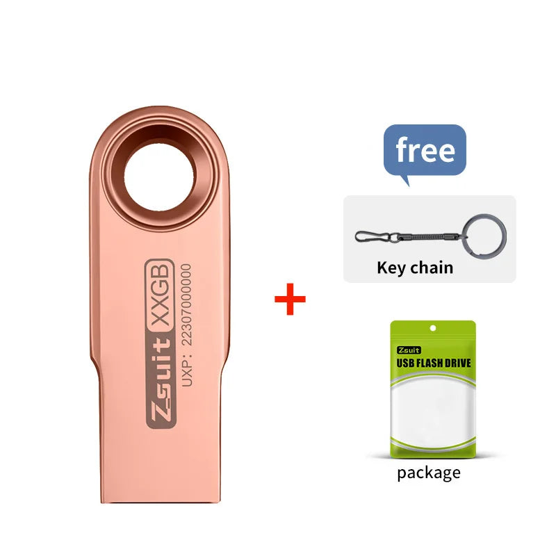 ZSUIT 100Pcs USB Flash Drive 16GB Metal Pen Drive 32GB Waterproof Memory Stick Free LOGO Cle USB Pendrive 128G Flash U-disk CSY Zpaxo Pink 3.0-128GBx100pcs