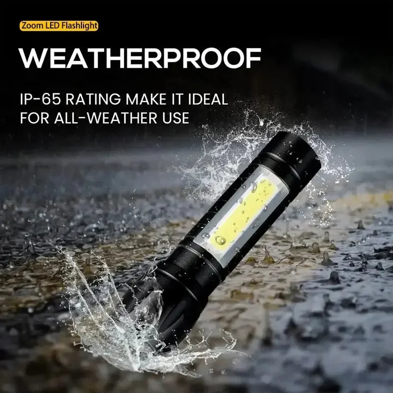 Mini Rechargeable LED Flashlight – Zoomable Spotlight & Floodlight