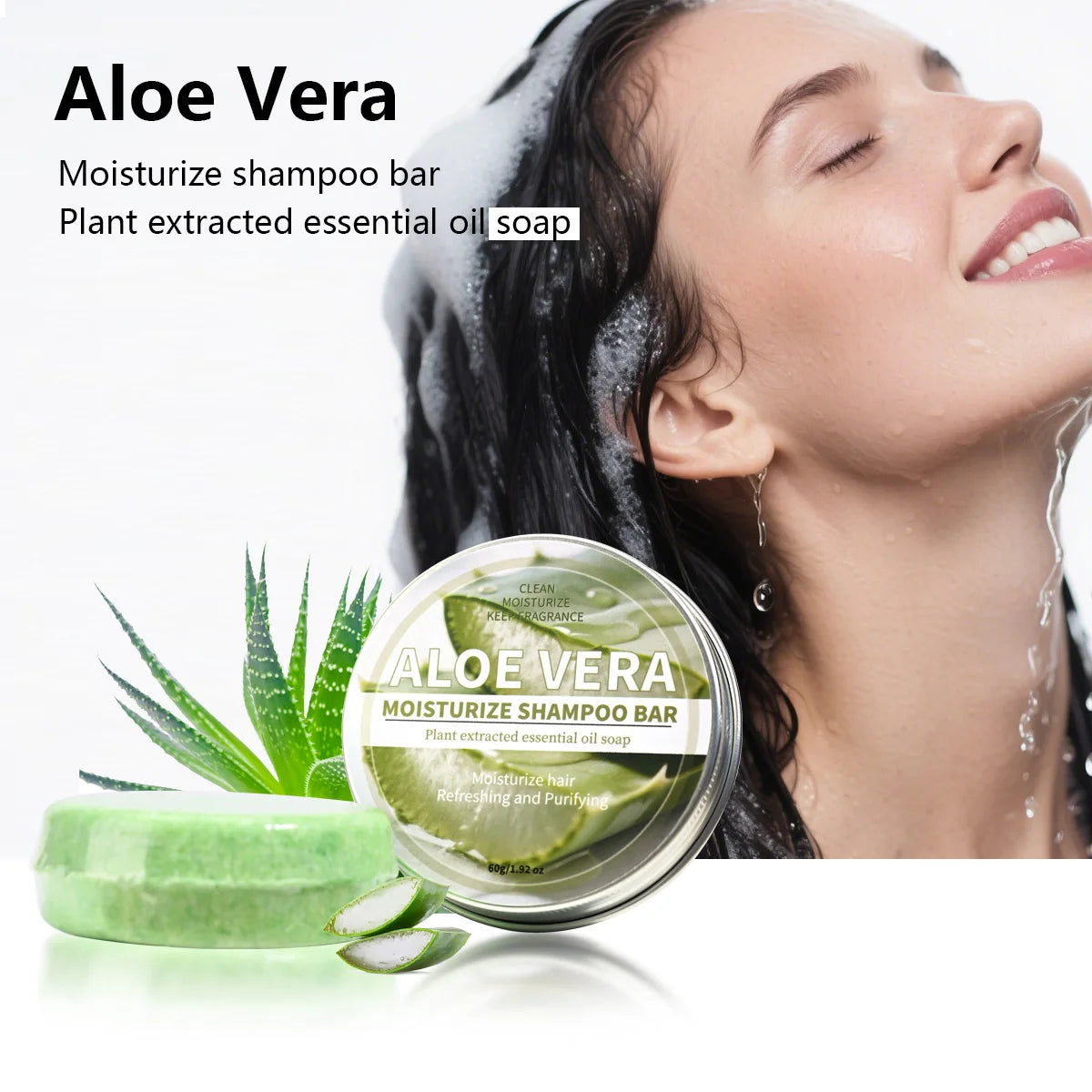 Aloe Vera Moisturizing Shampoo Bar – Deep Cleansing Hair Soap Shampoo Bar Zpaxo 60g