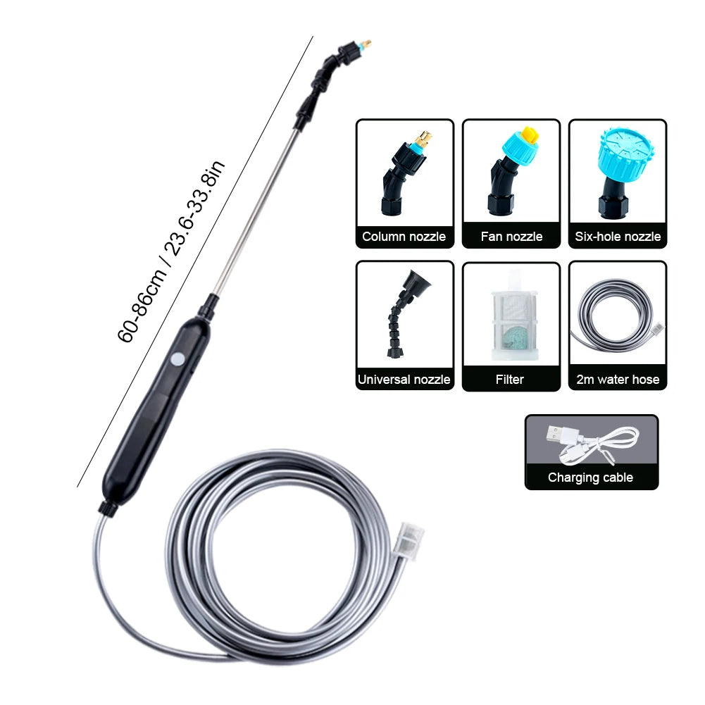 Electric Sprayer USB Rechargeable Lawn Water 2 4 Mist Nozzles Zpaxo 4 nozzles 2 meters