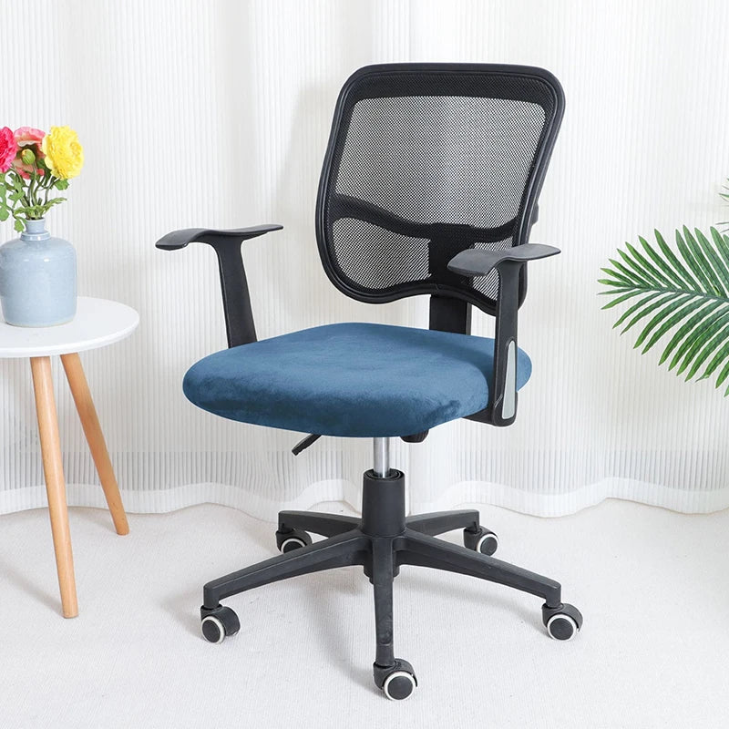 1Pc Velvet Office Chair Cover Computer Swivel Seat Cover Modern Elastic Chair Slip Washable Slipcovers Removable Dust Cover Zpaxo