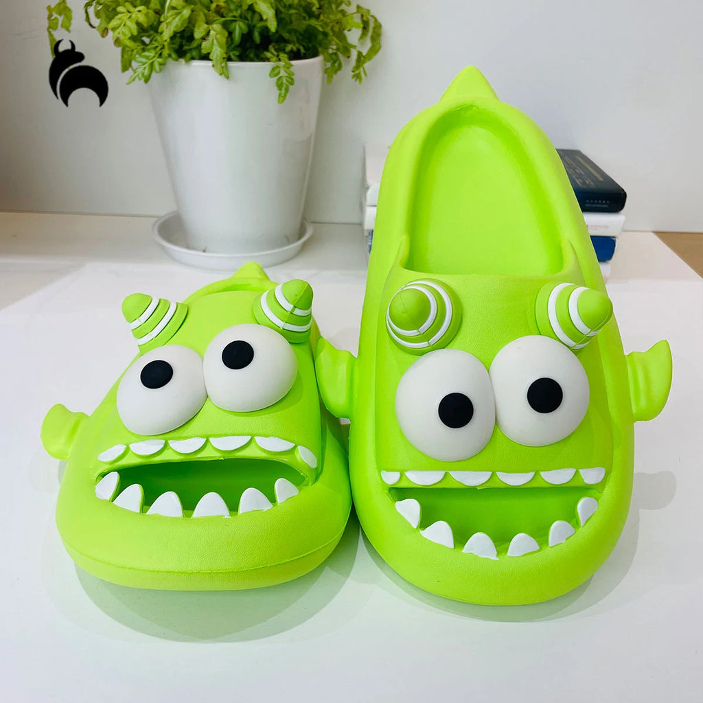 Cute Big Eyed Clown Fish Slippers Women Summer Bathroom Anti-slip
