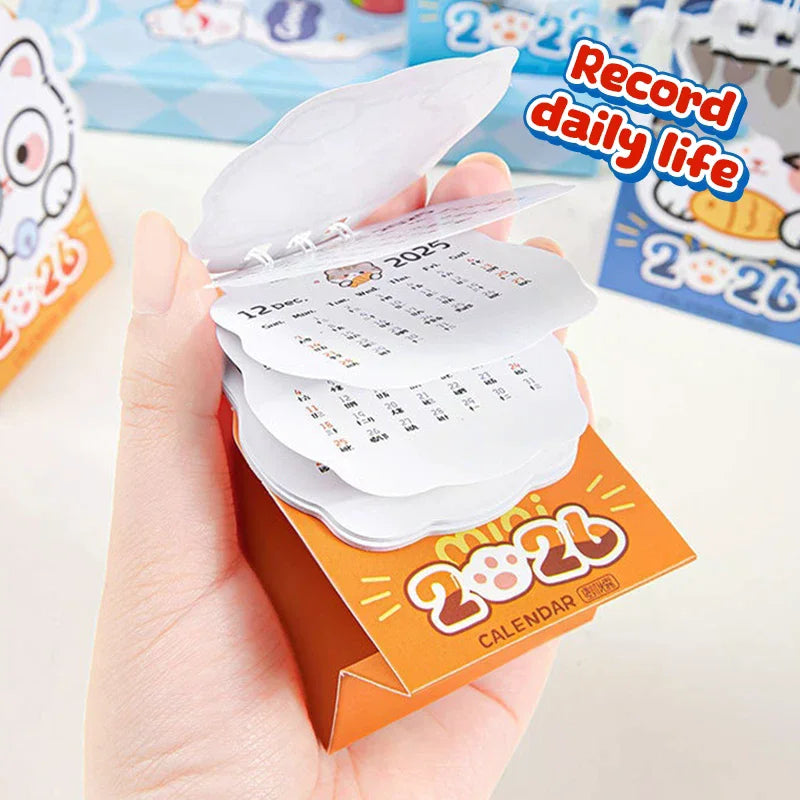 4PCS Mini 2026 Calendar Portable Cute Cat Office School Supplies Calendar Desk Calendar Monthly Planner Desk Decor Record Gifts Zpaxo