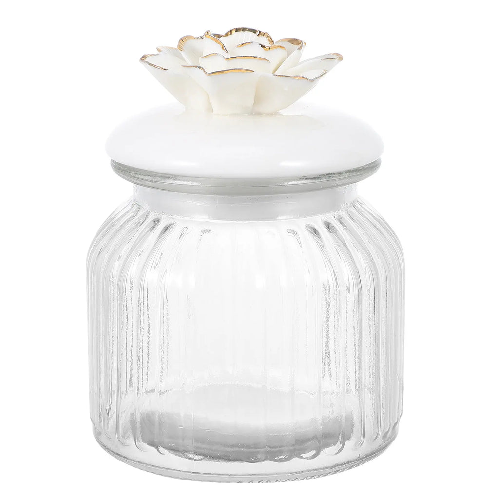 Clear Glass Food Storage Jar Ceramic Lid Transparent Sealed Kitchen