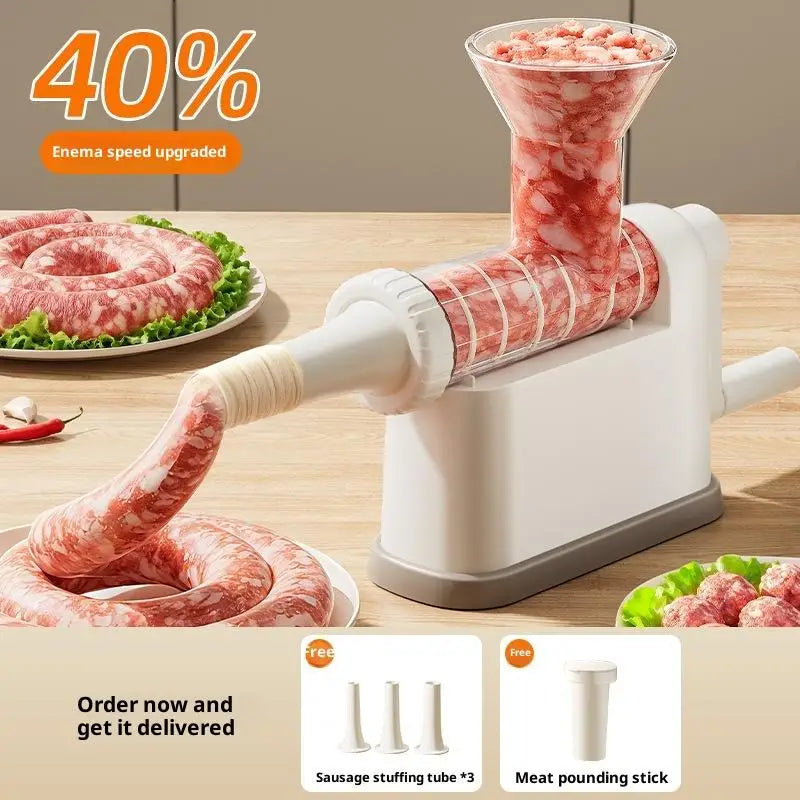 Manual Sausage Stuffer Machine Meat Grinder Filling Maker Tubing Zpaxo Beige