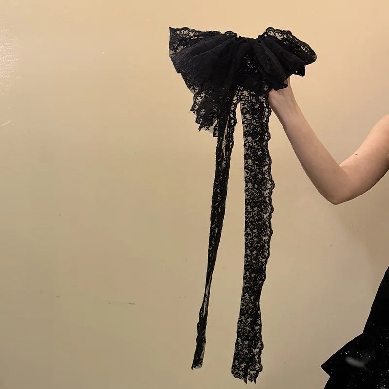 Dreamy Bow Hair Clip Women Elegant High-end Accessory Romantic Party Zpaxo Black 1PC