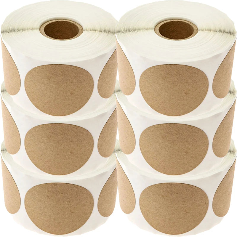 500pcs Roll Handmade with Round Stickers Vintage Kraft Paper Stickers Stationery Label Baking Kraft Paper Sticker Scrapbook Gift Zpaxo