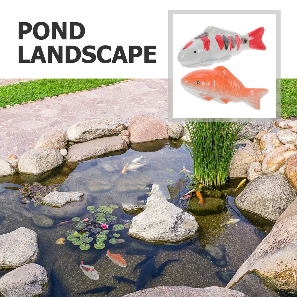 Floating Ceramic Fish Statue Bathtub Garden Pond Aquarium Decor