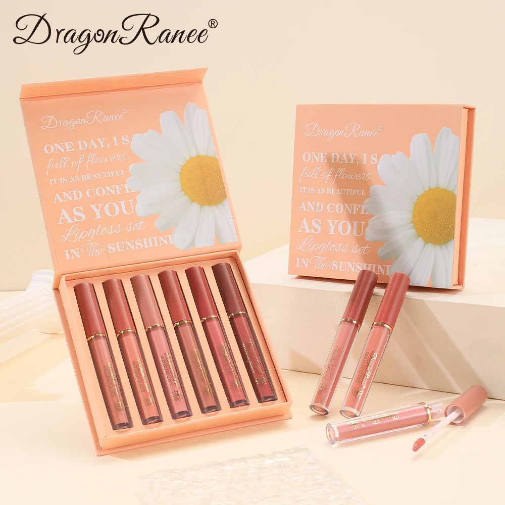 Set of Six Lip Glazes, Matte and Fine Texture, Easy to Apply, Non-Stick, Waterproof and Sweat-Proof, Versatile for Daily Use, Lip Gloss and Lipstick Set Zpaxo