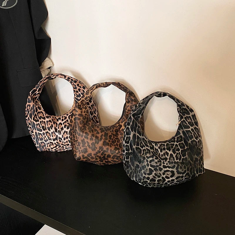 Women PU Leopard Fashion Shoulder Bag Large Capacity Circular